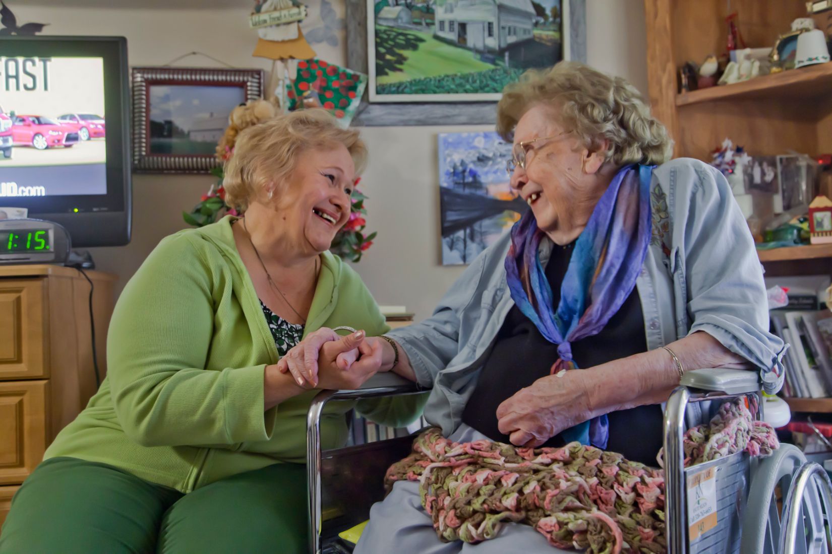 Hospice patient visits with volunteer